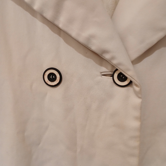 Vintage Count Romi Ivory/Khaki Trench Coat With Navy Details Size XS/S - Picture 3 of 16